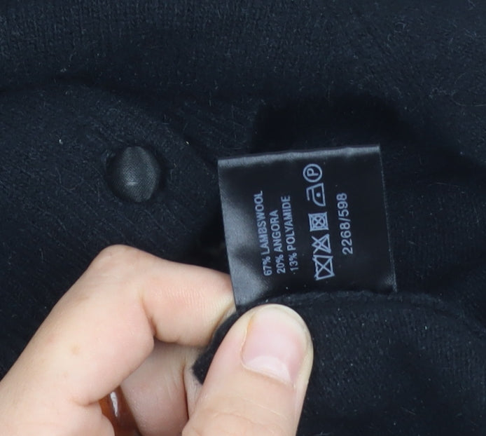 East Women's Black Wool Cardigan, Floral, Size L