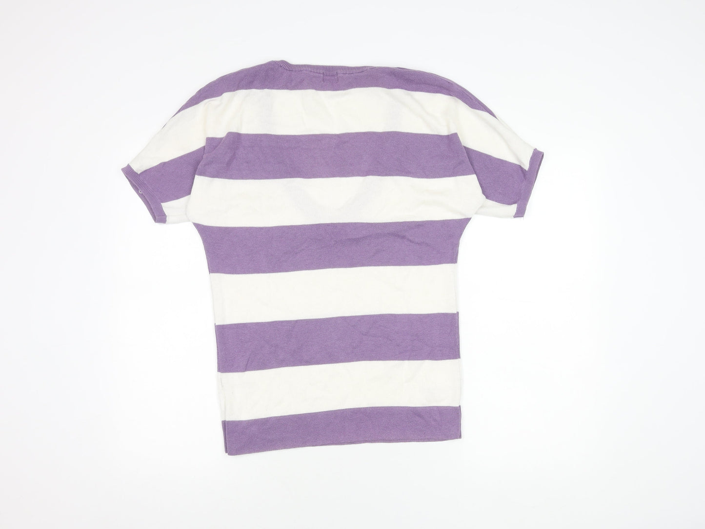 KangaROOS Women's Purple Stripe V-Neck Knit T-Shirt 10/12