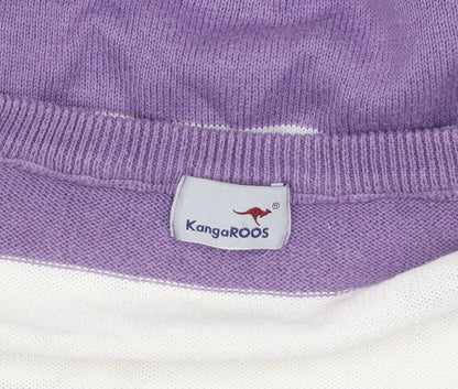 KangaROOS Women's Purple Stripe V-Neck Knit T-Shirt 10/12