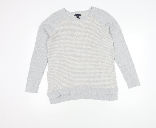 Lands' End Women's Grey Cotton Pullover Jumper L