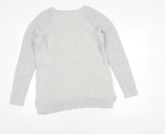 Lands' End Women's Grey Cotton Pullover Jumper L