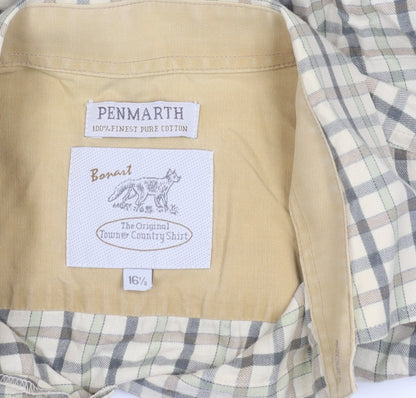 Penmar Men's Beige Check Long Sleeve Shirt 16.5