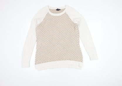 Land's End Men's Beige Open-Knit Pullover Jumper L