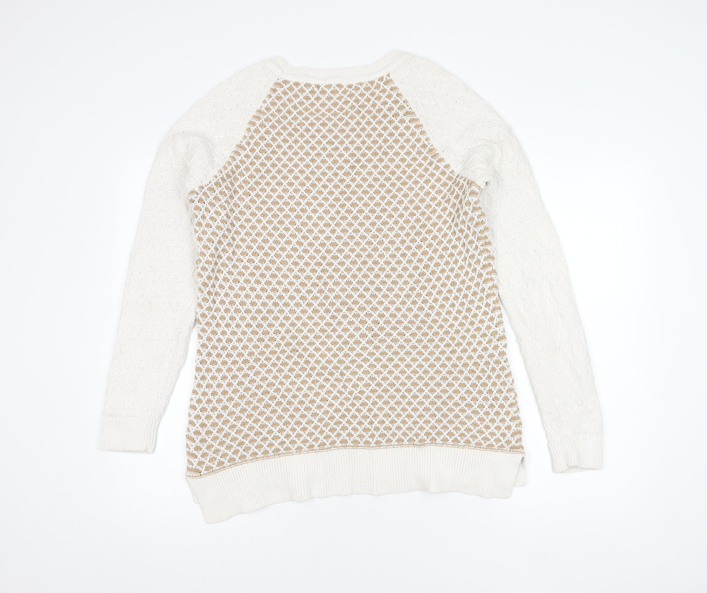 Land's End Men's Beige Open-Knit Pullover Jumper L
