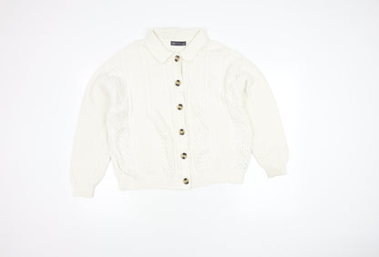 Womens UK Size L Marks and Spencer White Cardigan Jumper