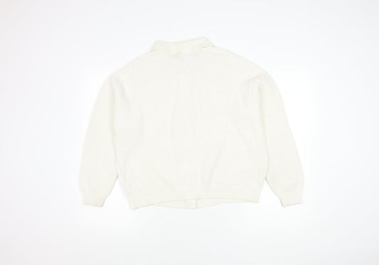 Womens UK Size L Marks and Spencer White Cardigan Jumper