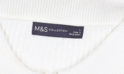 Womens UK Size L Marks and Spencer White Cardigan Jumper