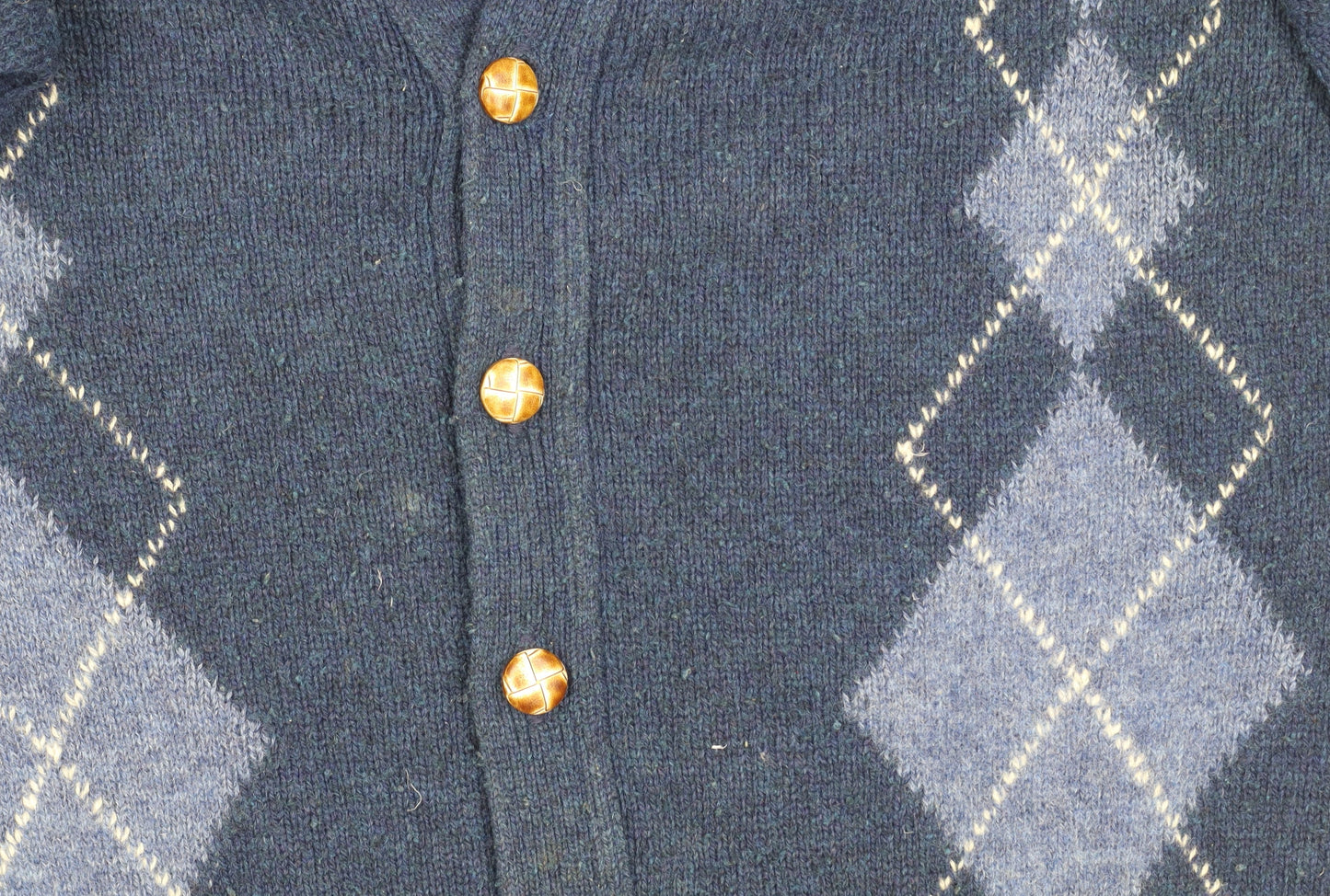 C&A Mens Blue Argyle Cardigan Medium V-Neck