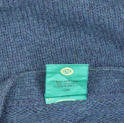 C&A Mens Blue Argyle Cardigan Medium V-Neck