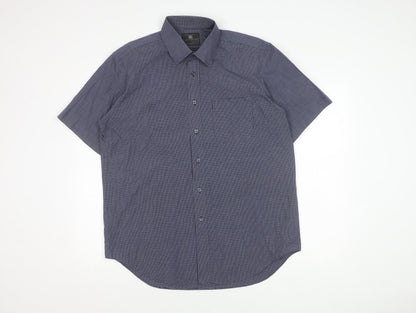 Marks and Spencer Men's Blue Check Shirt, Regular Fit