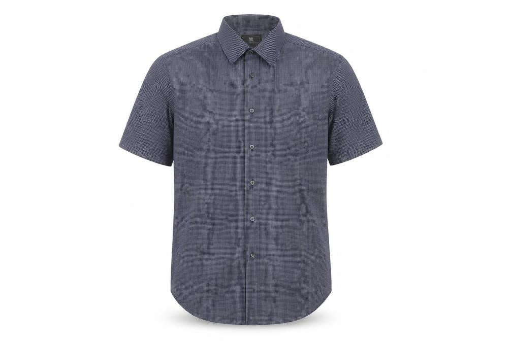 Marks and Spencer Men's Blue Check Shirt, Regular Fit