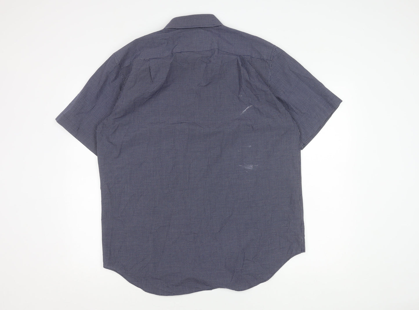 Marks and Spencer Men's Blue Check Shirt, Regular Fit