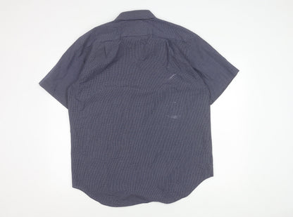 Marks and Spencer Men's Blue Check Shirt, Regular Fit