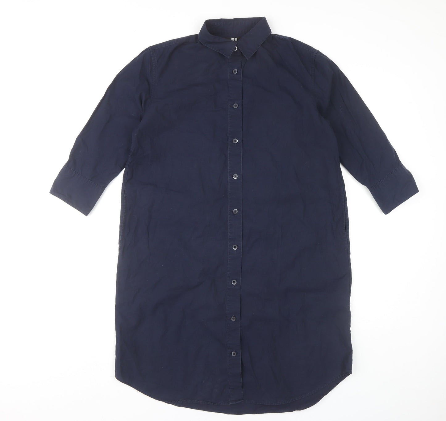 Uniqlo Women's Blue Shirt Dress, Size S, 3/4 Sleeve