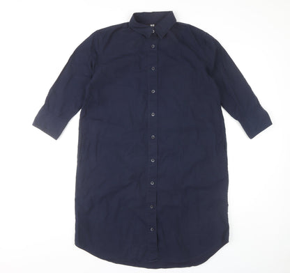 Uniqlo Women's Blue Shirt Dress, Size S, 3/4 Sleeve