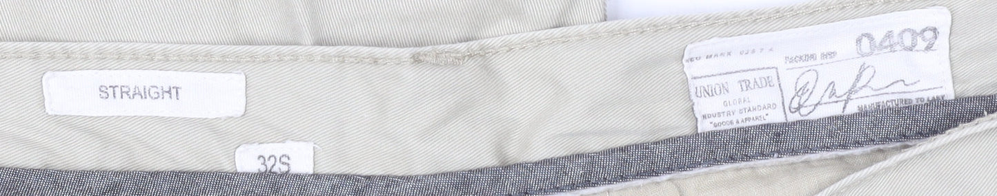 Mens UK Size 32S Union Trade Regular Fit Chino Beige Trousers