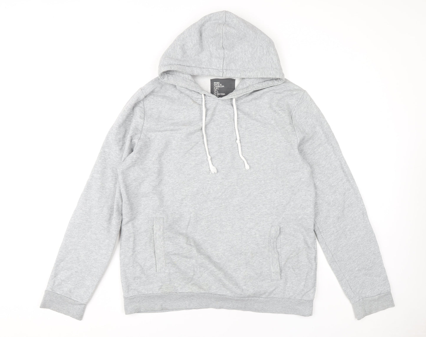 Mens UK Size L H&M Grey Pullover Hoodie