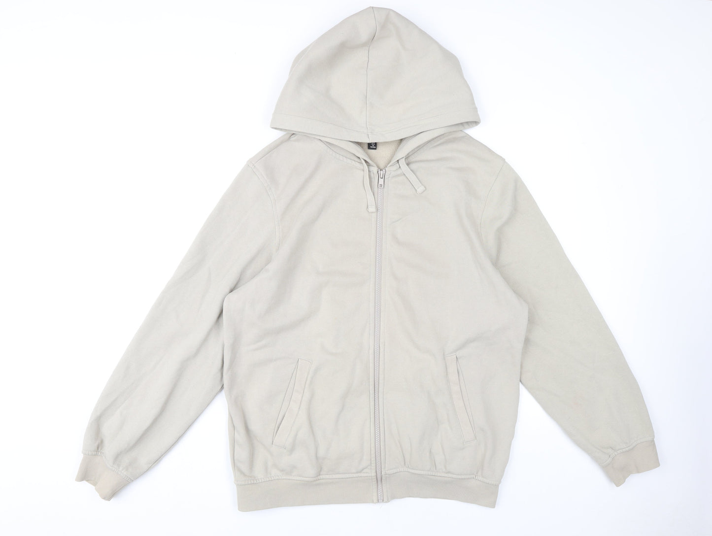 Mens UK Size M H&M Beige Full Zip Hoodie