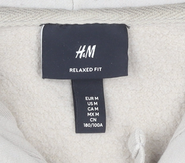 Mens UK Size M H&M Beige Full Zip Hoodie