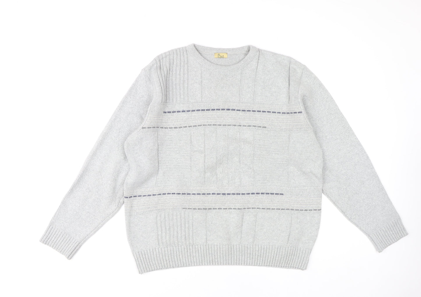 BH Men's Grey Cable-Knit Pullover Jumper M