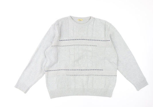 BH Men's Grey Cable-Knit Pullover Jumper M