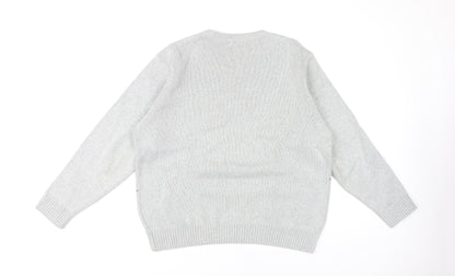 BH Men's Grey Cable-Knit Pullover Jumper M