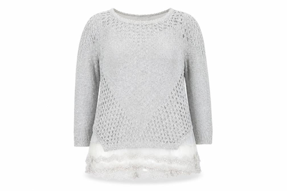 Womens UK Size M Quiz Silver Tunic Blouse