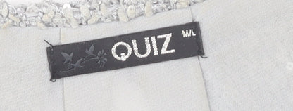 Quiz Women's Silver Tunic, Long Sleeve Knit Top, M