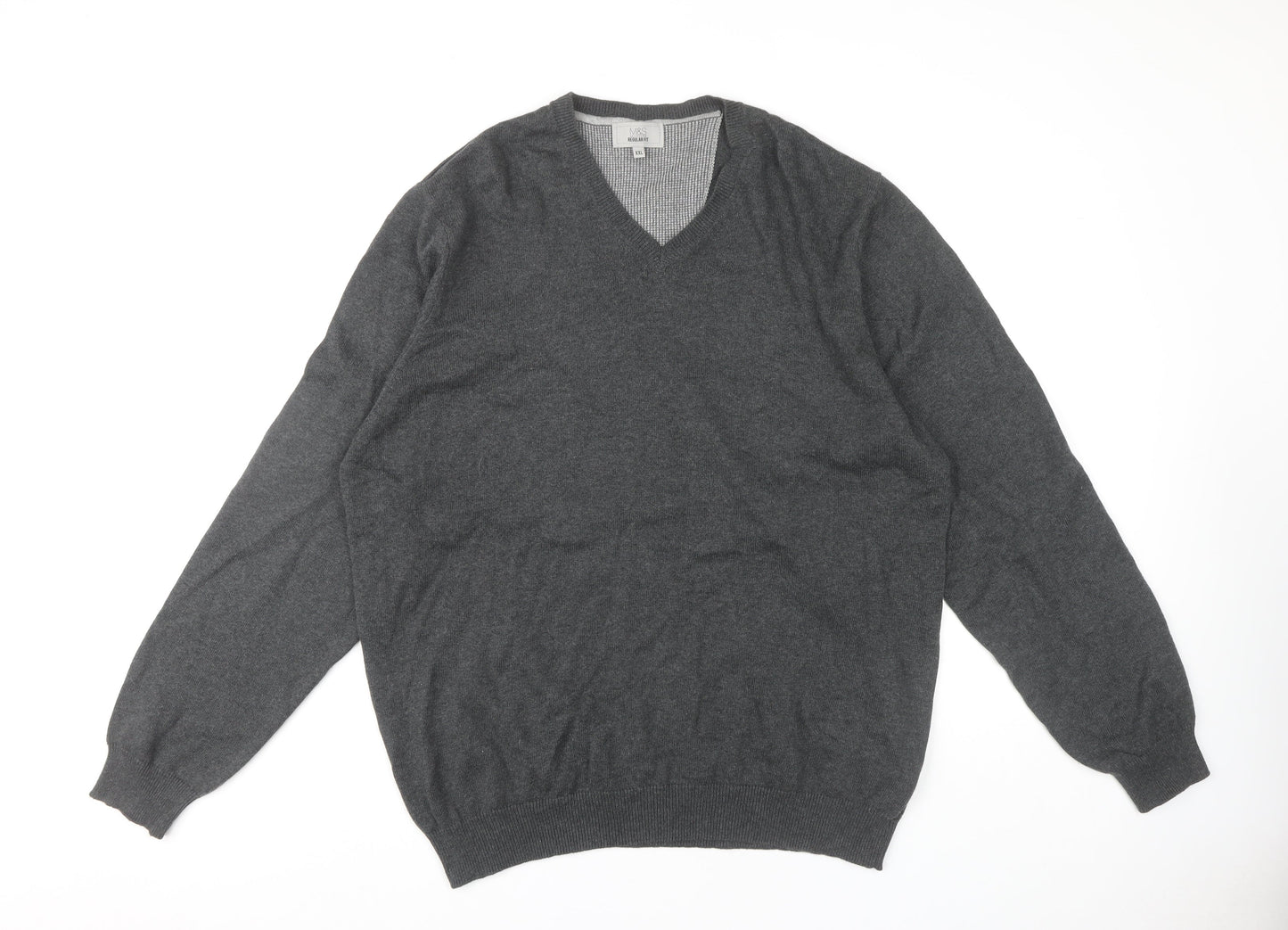 Marks and Spencer Men's Grey XL V-Neck Pullover
