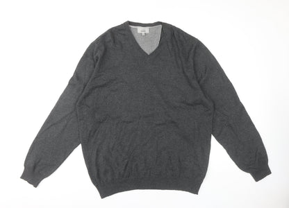 Marks and Spencer Men's Grey XL V-Neck Pullover