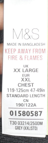 Marks and Spencer Men's Grey XL V-Neck Pullover