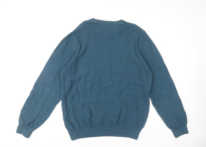 Marks and Spencer Men's Blue Cotton Pullover Jumper XL
