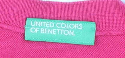 Womens UK Size M United Colors of Benetton Pink Cape Jumper