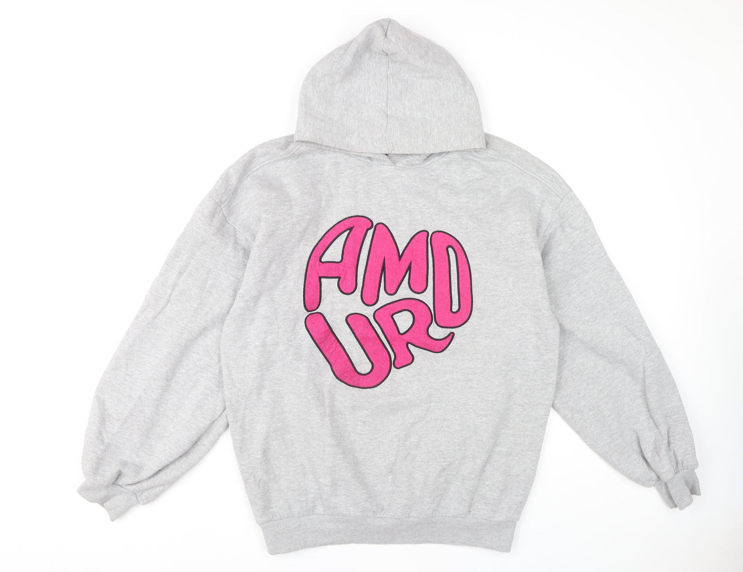 RISING Grey Pullover Hoodie M Unisex Adults Casual