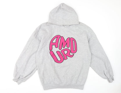 RISING Grey Pullover Hoodie M Unisex Adults Casual