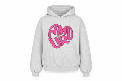 Front view of RISING Grey Pullover Hoodie M unisex adults casual