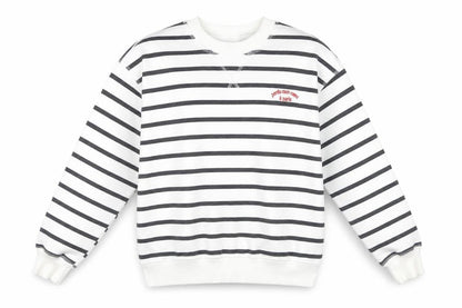Women's White Striped Pullover Sweatshirt Size 8
