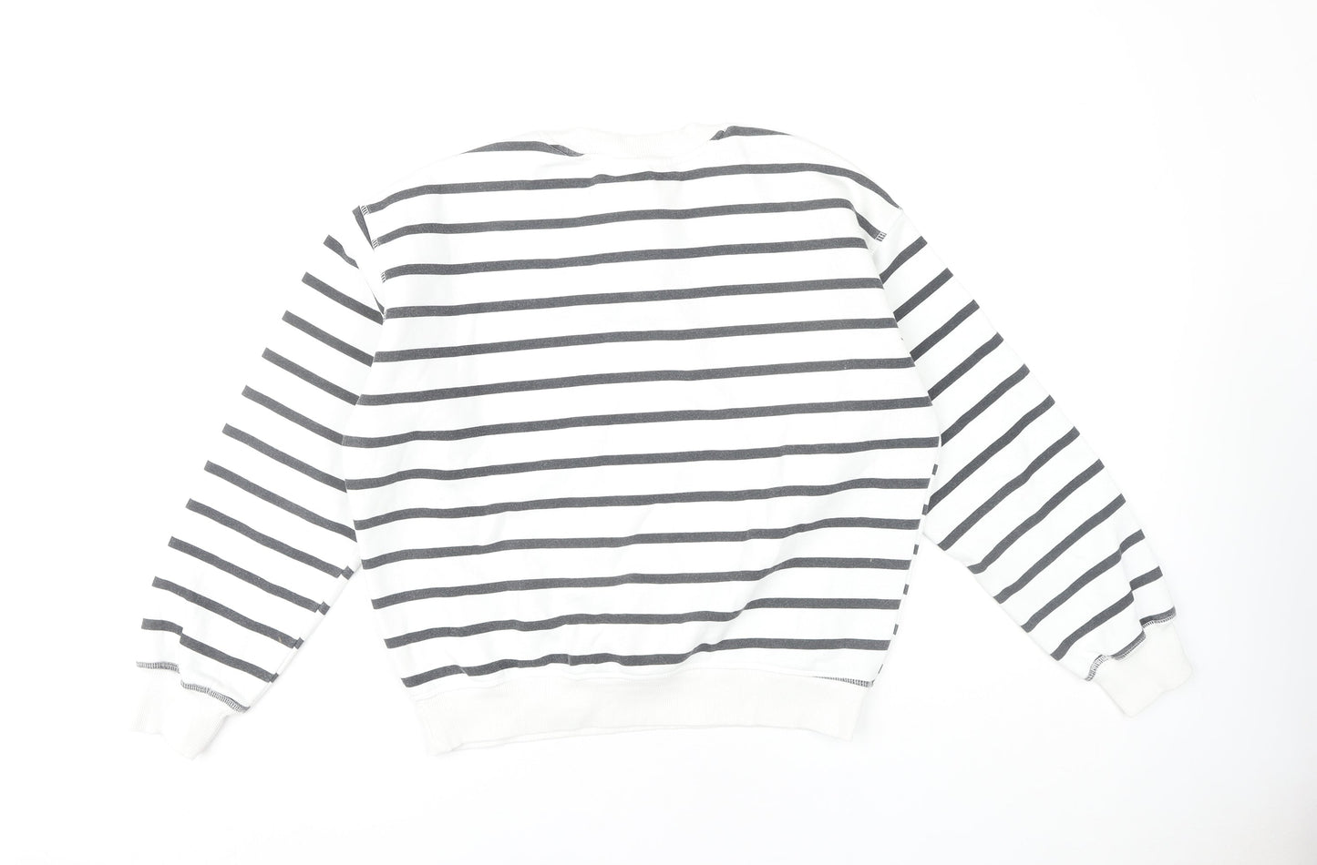 Women's White Striped Pullover Sweatshirt Size 8