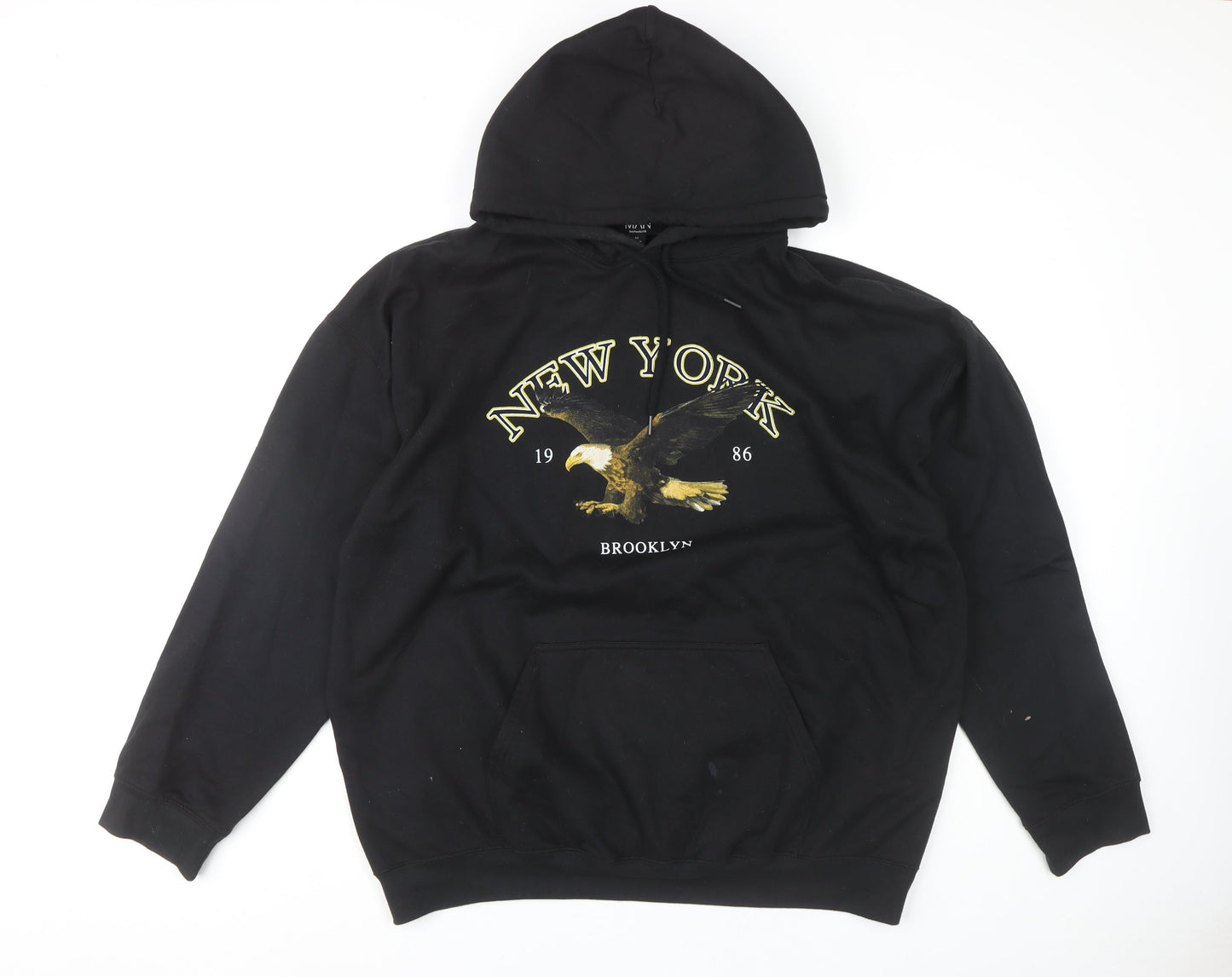 Mens UK Size M boohooMAN Black Pullover Hoodie