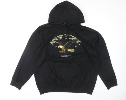 Mens UK Size M boohooMAN Black Pullover Hoodie