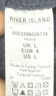 River Island Women's Blue Pullover Hoodie L