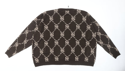 Boohoo Women's XL Brown Geometric Pullover Jumper