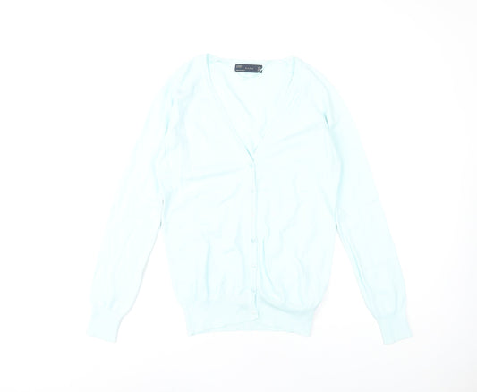 Womens UK Size 14 Zara Blue Cardigan Jumper