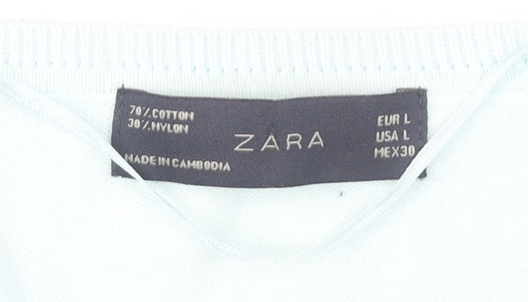 Womens UK Size 14 Zara Blue Cardigan Jumper