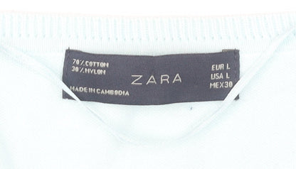 Womens UK Size 14 Zara Blue Cardigan Jumper
