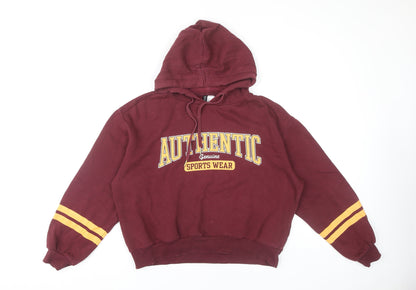 H&M Women's Red Pullover Hoodie - Size 16