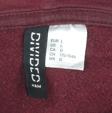 H&M Women's Red Pullover Hoodie - Size 16
