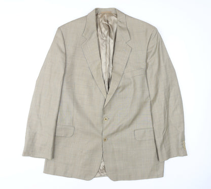 Jaeger Men's Beige Check Blazer Jacket, Size 54