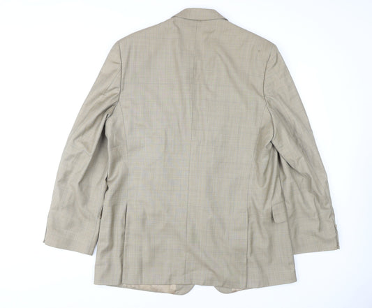 Jaeger Men's Beige Check Blazer Jacket, Size 54