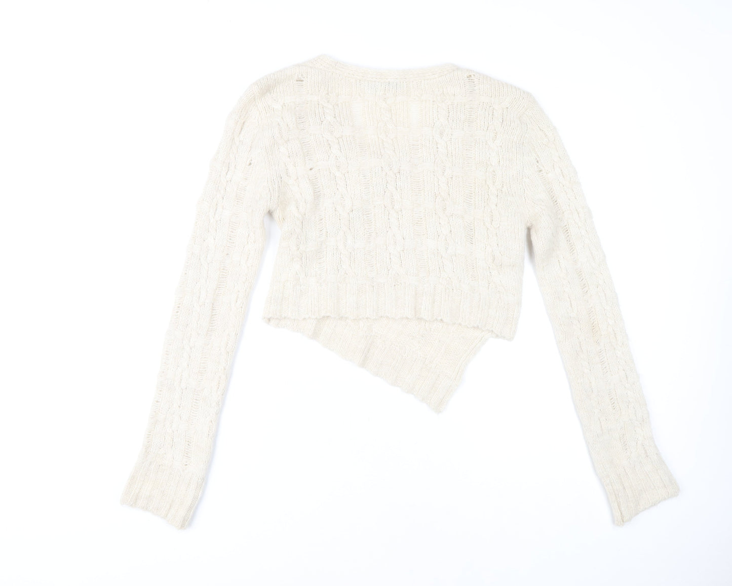 Zara Women Ivory Cable-Knit Jumper M Acrylic Polyamide